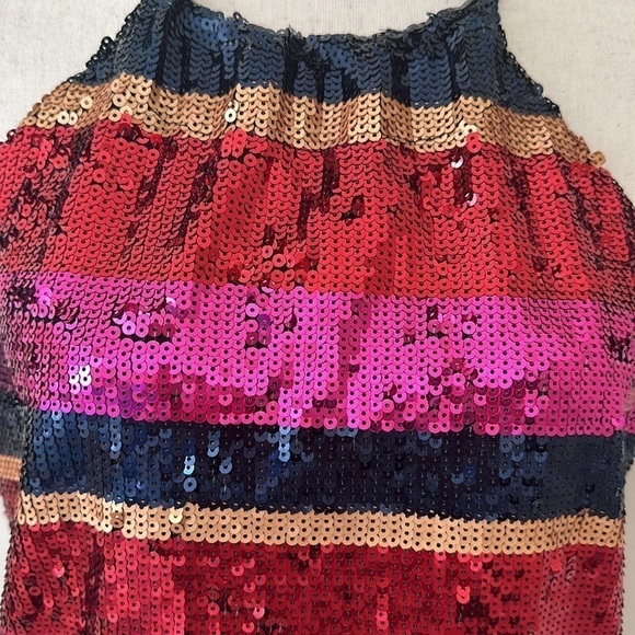 Trina Turk Tamika Sequin Open Back Halter Top Sz Small Chic Party Colorful Date - Picture 6 of 11